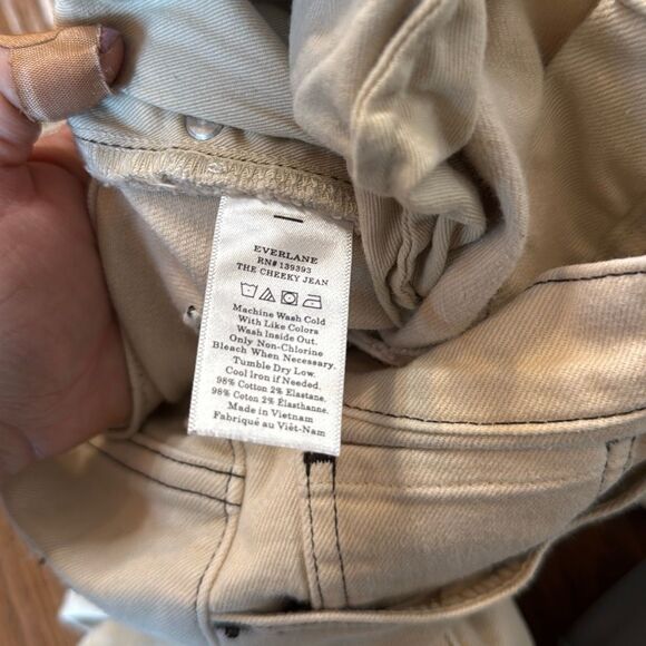 Everlane the cheeky Jean crop ecru black seaming size 30 short - Picture 5 of 12